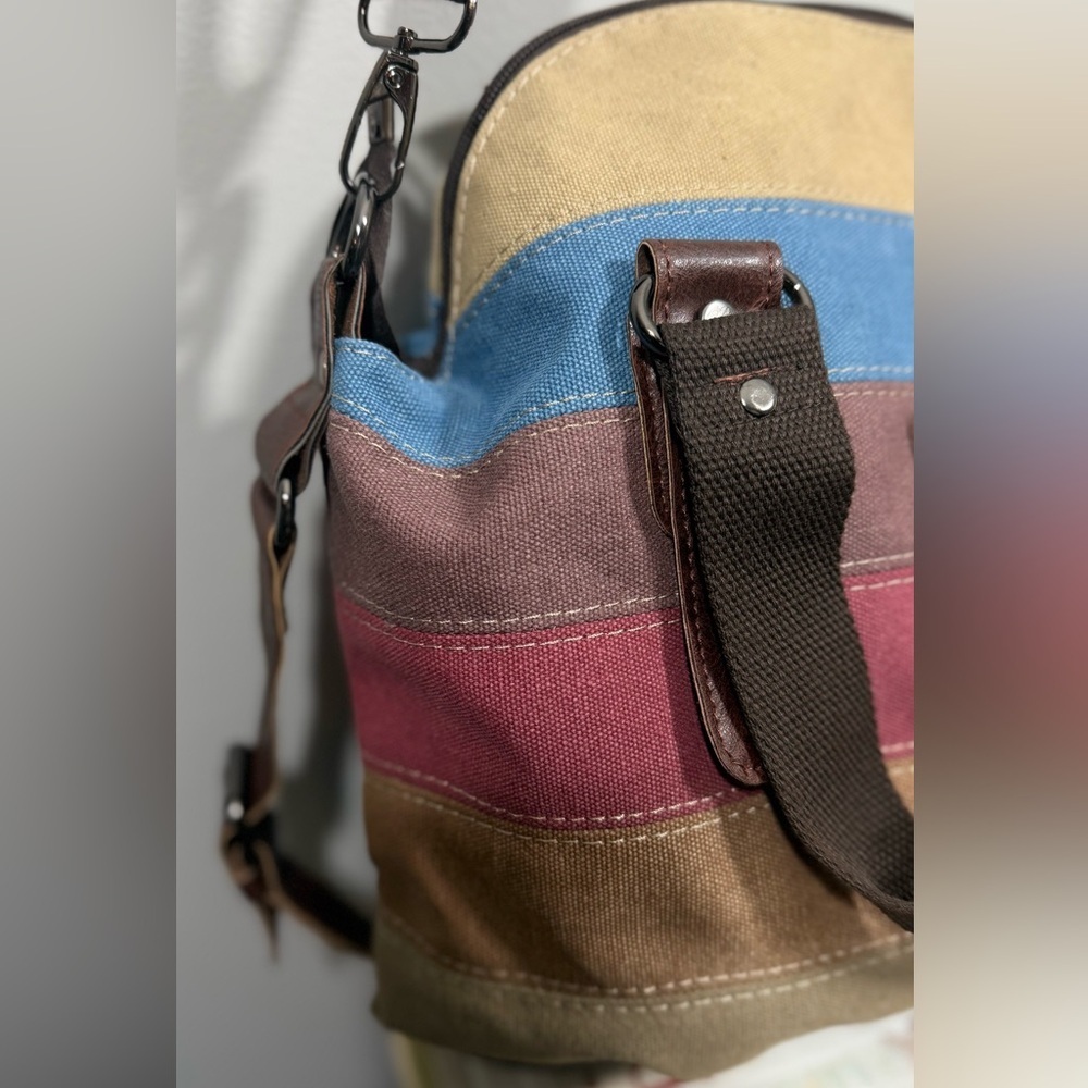 Multicolor Canvas Messenger Bag - Picture 3 of 12